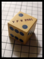 Dice : Dice - 6D - Ivory with Blue Pips Vfw 2581 - Ebay Apr 2010
